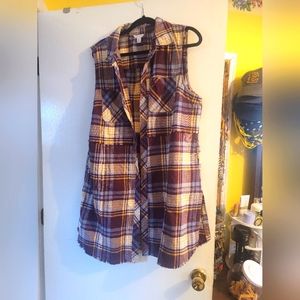 Long vest Cato XL maroon plaid